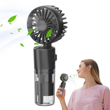 Imagem de Ventilador de nebulização portátil, ventilador de spray recarregável portátil com névoa de água - Ventilador de resfriamento portátil dobrável de suprimentos de verão com alça ergonômica para mulheres