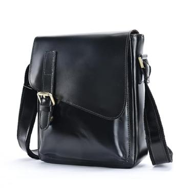 Imagem de Bolsa mensageiro masculina de couro vintage para trabalho bolsa tiracolo bolsa de mão para mulheres presente, 6228-preto