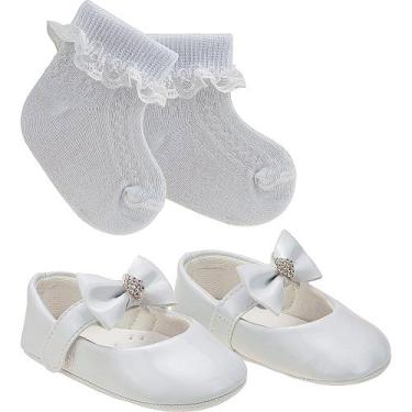 Imagem de Kit Sapatilha + meia infantil bebê batizado e festas - I7gui baby, Ver
