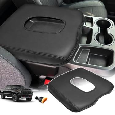 Imagem de Capa de apoio de braço para console central para Chevy Silverado e GMC Sierra 1500 2500 3500 HD acessórios 2019-2025, assento de salto 40/20/40, capa protetora de couro para tampa de descanso de braço