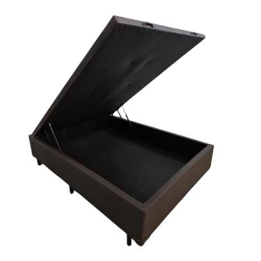 Imagem de Base de Cama Box Marrom Com Baú Casal Acabamento em Linhão 1,38x1,88cm