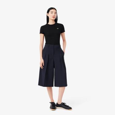 Imagem de Bermuda Lacoste Plissada Longa, Ajuste Folgado, Extra Grande-Feminino