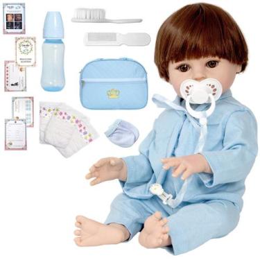 Imagem de Bebê Reborn Recem Nascido Principe Roupão Bolsa Maternidade - Cegonha 