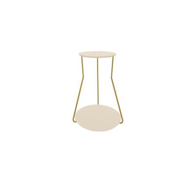 Imagem de Mesa Lateral Industrial 2 Andares Dourado - Off White