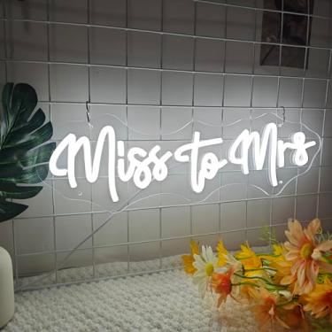 Imagem de Nogarcici Sinais de néon Miss to Mrs para decoração de casamento, placa neon grande de LED para noivado, festa de despedida de solteira, presente de aniversário para decoração de luzes de néon