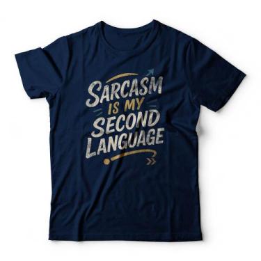 Imagem de Camiseta Sarcasm Is My Second Language - Studio Geek, GG, Azul marinho