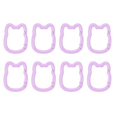 Imagem de PATIKIL Gancho de pressão, 8 peças de clipes de chaveiro em forma de gato fofo pequenos porta-chaves para bolsa, alça de bolsa, joias, acessórios de acampamento, roxo claro