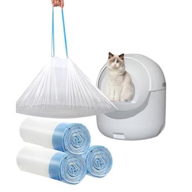 Imagem de Sacos de areia para gatos com cordão, 60 unidades de forros de caixa de areia autolimpantes de espessura compatíveis com lixo-robô 3/4 resistentes para caixa de areia para gatos de substituição de