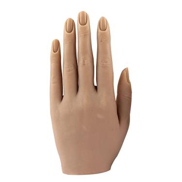 Imagem de Manequim feminino de silicone para prática manual de unhas, tamanho real, mão como esboço, prática de unhas, anel de joias, luva, relógio com prego, 18 cm (mão esquerda, marrom claro)