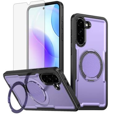 Imagem de Furill Capa de telefone para Samsung Galaxy S23 5G com protetor de tela de vidro temperado Slim Magnetic Rugged Stand Ring Holder Hybrid Protective Cell Cover S 23 23S GS23 G5 SM-S911U 6,1 polegadas