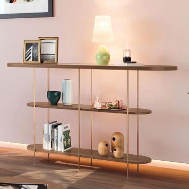 Imagem de Aparador de Sala com Prateleiras Pé em Metal 135cm Evan Castanho H01 -