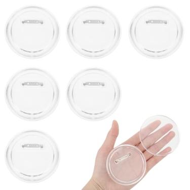 Imagem de ElevateTech Pinos de botão transparentes, 6 peças, alfinetes de botão de acrílico, crachá de 7,6 cm, broches em branco para artesanato, foto faça você mesmo, alfinete de acrílico em branco para fotos