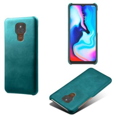 Imagem de Capa para MOTO E7 Plus,Proteção contra quedas,Casca de volta de cor sólida simples,Design de couro de imitação de plástico-Green