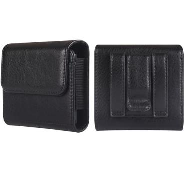 Imagem de Bolsa de couro preta flip para Galaxy Z, fecho magnético, clipe de cinto com suporte para cartão, bolsa de transporte compatível com Huawei Pura X/P50 Pocket/Pocket S, para Motorola Razr 40 50 60