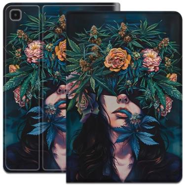 Imagem de Capa para Samsung Galaxy Tab A7 Lite 22.1 cm, capa inteligente ultrafina e leve, capa protetora de couro PU, para Galaxy Tab A7 Lite 2021 SM-T220/T225/T227, mulher artística