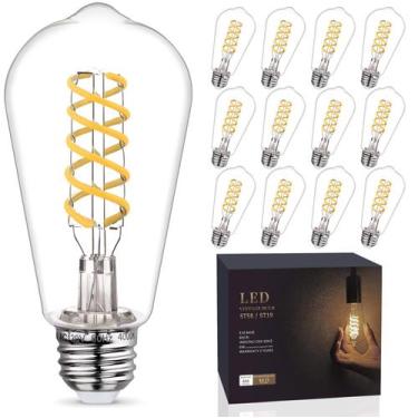 Imagem de Lâmpadas LED de filamento EMYMLITE 60W E26 4000K, pacote com 12