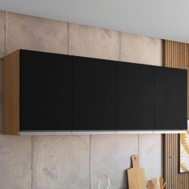 Imagem de Armario Aereo California 4pts 1,50m amendoa preto - CasaH