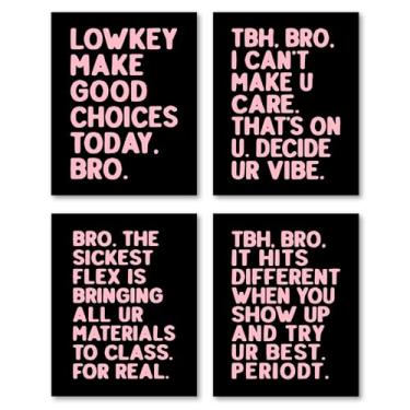 Imagem de Hxlac Engraçado preto e branco High School Classroom Wall Art Prints Conjunto de 4 sem moldura - Decoração de sala de aula do ensino médio, decoração de parede engraçada do ensino médio para decoração