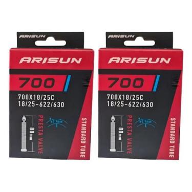 Imagem de Par Câmara de ar 700x18/25 bike speed Arisun bico fino 80 mm, Preto, Ú