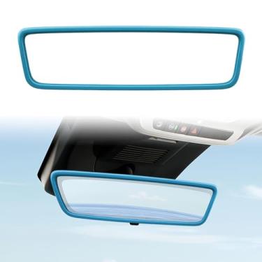 Imagem de Capa protetora de espelho retrovisor de carro, moldura protetora de borda traseira de silicone para Tesla Model 3/Y/X/S (2014-2024), acessórios de acabamento interno automotivo (azul)
