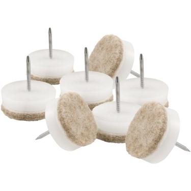 Imagem de Pregas macias de 3,8 cm deslizam com ponta de feltro para pernas de móveis de madeira reta (8 peças) - Branco, redondo