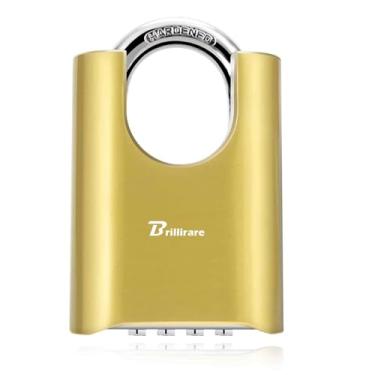 Imagem de Fechadura de combinação externa, cadeado de metal resistente de 4 dígitos, fechaduras de liga à prova de intempéries com manilha de aço endurecido, cadeados grandes de alta segurança para cercas de