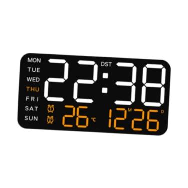 Imagem de XLWLLNJ Despertador digital relógios elétricos tela grande relógio de parede led relógios para o quarto ao lado aprendizagem sala estar adolescentes, White W Orange Light