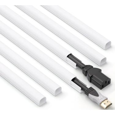 Imagem de ZhiYo Escondedor de cabo de 215 cm para um fio, capas de cabo autoadesivas para fios na parede, capas de fio de esconder de cabo de TV pintáveis para cabos, canal de pista de gerenciamento de cabos