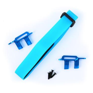 Imagem de BENMAZ Aluminium Alloy Adjustable 3S 4S Tall Battery Holder Mount Hold Down for 1/10 MAXX,Blue
