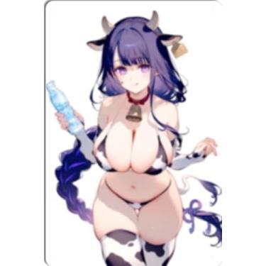 Imagem de DKLOWK Pôster de metal quente de menina anime fofo biquíni sexy placa de decoração de parede para casa bar clube quarto banheiro homem caverna Otaku 30,5 x 40,6 cm