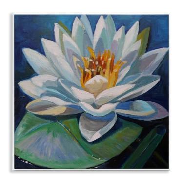 Imagem de Stupell Industries Design de arte de parede de flor de lótus pacífica por Violeta Vollmer, 30,5 x 30,5 cm