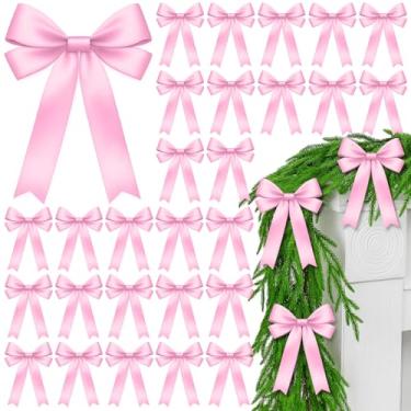 Imagem de Janinka 24 peças decoração de arco de árvore de Natal decorações de laço de fita de cetim para grinalda enfeite de topo de árvore grande coquete escada lareira guirlanda casa natal decoração de férias