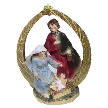 Imagem de oshhni Presépio de Natal com figura de presépio de 6,1 x 7,5 polegadas para decoração de manto natalino, peça central inspiradora para decoração de mesa