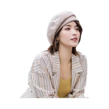 Imagem de Chapéu De Boina Estilo Coreano Xadrez Feminino Outono Inverno Bonito A