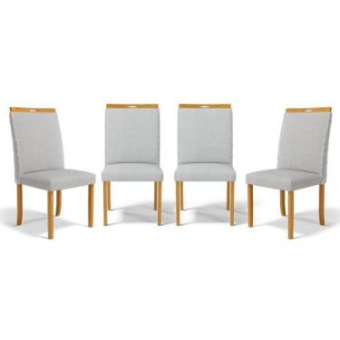 Imagem de Kit Com 4 Cadeiras Agnes Madeira Maciça Estofadas Para Mesa De Jantar 