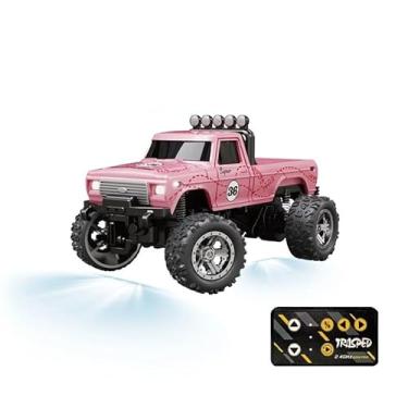 Imagem de Carro de Controle Remoto 1/64 Off-Road – Mini RC Monster Truck Escalada com Luzes LED e Suspensão (Rosa)
