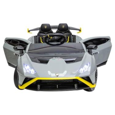 Imagem de Mini Carro Elétrico Grande Infantil 12V Controle Remoto Motorizado Drift STO Cinza ou Branca Luxo Som Pen Drive Menino (Cinza)