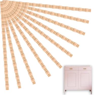 Imagem de Acabamento de moldagem de madeira, acabamento de bobina de madeira inacabado decorativo 15 peças x 40 cm 3D DIY guarnições de madeira para armários de borda de moldura de móveis de porta