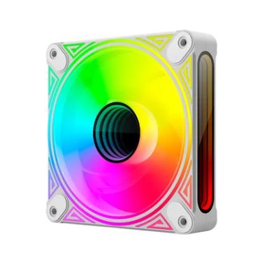 Imagem de Cooler Fan Reverse DM1 Led Infinito, Pwm 4 Pinos, ARGB 5v 3 Pinos, 120mm, Branco, Coolmoon CM-DM1-W-R