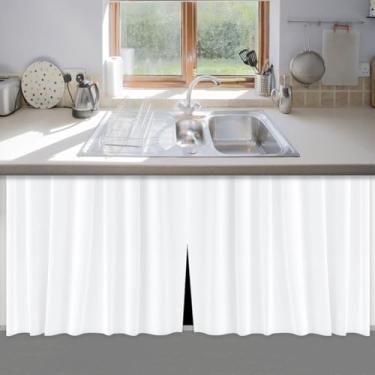 Imagem de Cortina para Pia de Cozinha PVC Impermeável 138x80cm Proteção Contra Respingos Poeira Instalação Fácil Branca