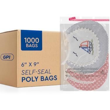 Imagem de 1000 sacos de poliéster autoseláveis de 15 x 23 cm com aviso de asfixia, sacos plásticos transparentes de 1,5 mm com fita adesiva resselável para envio e embalagem de roupas. GPI