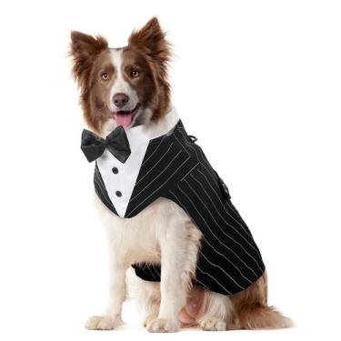 Imagem de Conjunto de roupa de smoking e bandana para cães Kuoser para cães gran