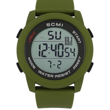 Imagem de Relogio Digital masculino Esportivo, Resistente à Água, Display LCD, Pulseira de Silicone, resistente multifuncional, academia, corrida, leve (Verde)