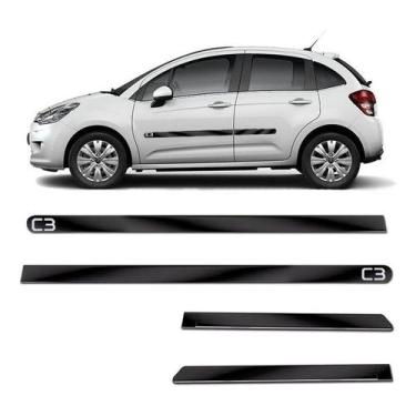 Imagem de Friso Lateral Largo C3 2013 a 2023 Kit Black (Preto Brilhante) Adesivo