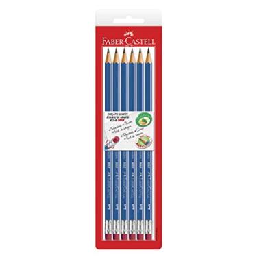 Imagem de Lápis Grafite Nº 2=B com Borracha, Faber-Castell, SM/1210AZSB, EcoLápis Max, 6 Unidades, Azul