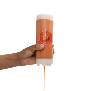 Imagem de Brenium Garrafa de apertar FIFO recarregável de 510 g para molho picante – Dispensador de condimentos sem gotejamento sem BPA com tampa torcida, pode ser lavado na lava-louças para Sriracha, alho