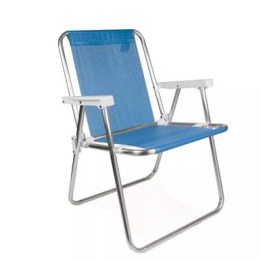 Imagem de Cadeira de Praia Alta Alumínio Sannet Azul-Claro 110kg Mor - METALURGI