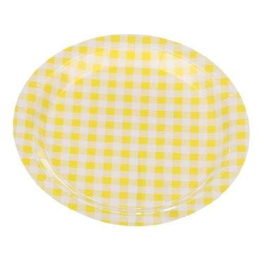 Imagem de Prato De Papel 18cm Xadrez Amarelo 10un - Silverfestas - SILVER PLASTI