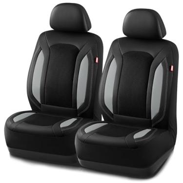 Imagem de Rubbermaid Capas de assento de carro de malha de couro, capa de assento frontal de malha de ar respirável, design de encaixe universal, compatível com airbag, protetor de assento automotivo para a