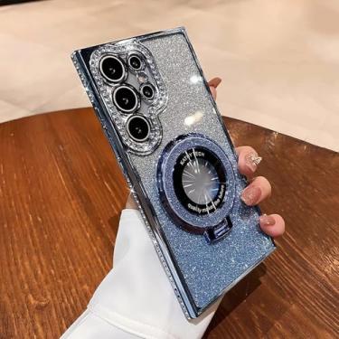 Imagem de HJZSZX para Samsung S23Ultra Luxury Glitter Bracket Case Capa de Revestimento (para Samsung S23Ultra/PeakBlue)